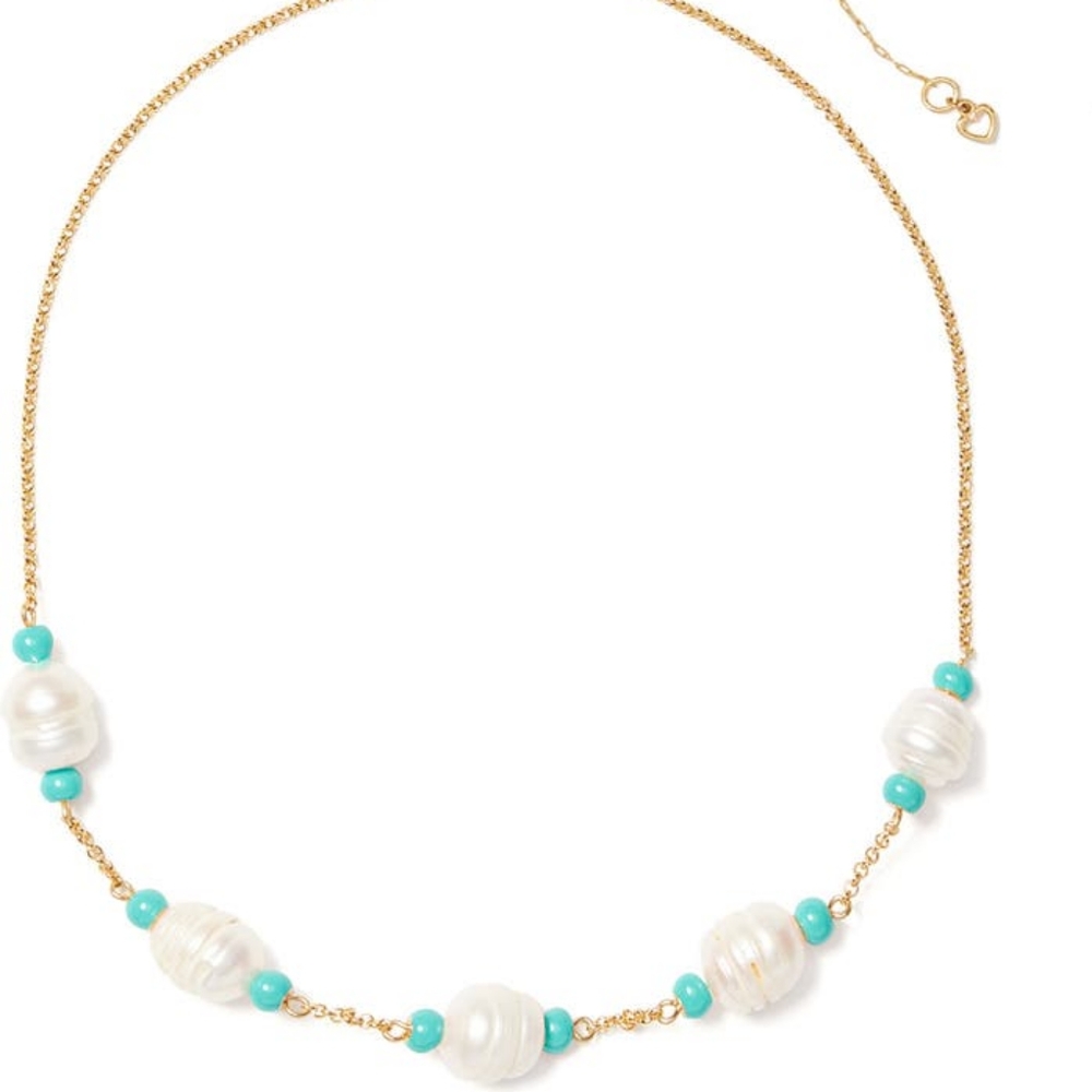 NEW Kate Spade Pearl & Bead Station Chain Necklace